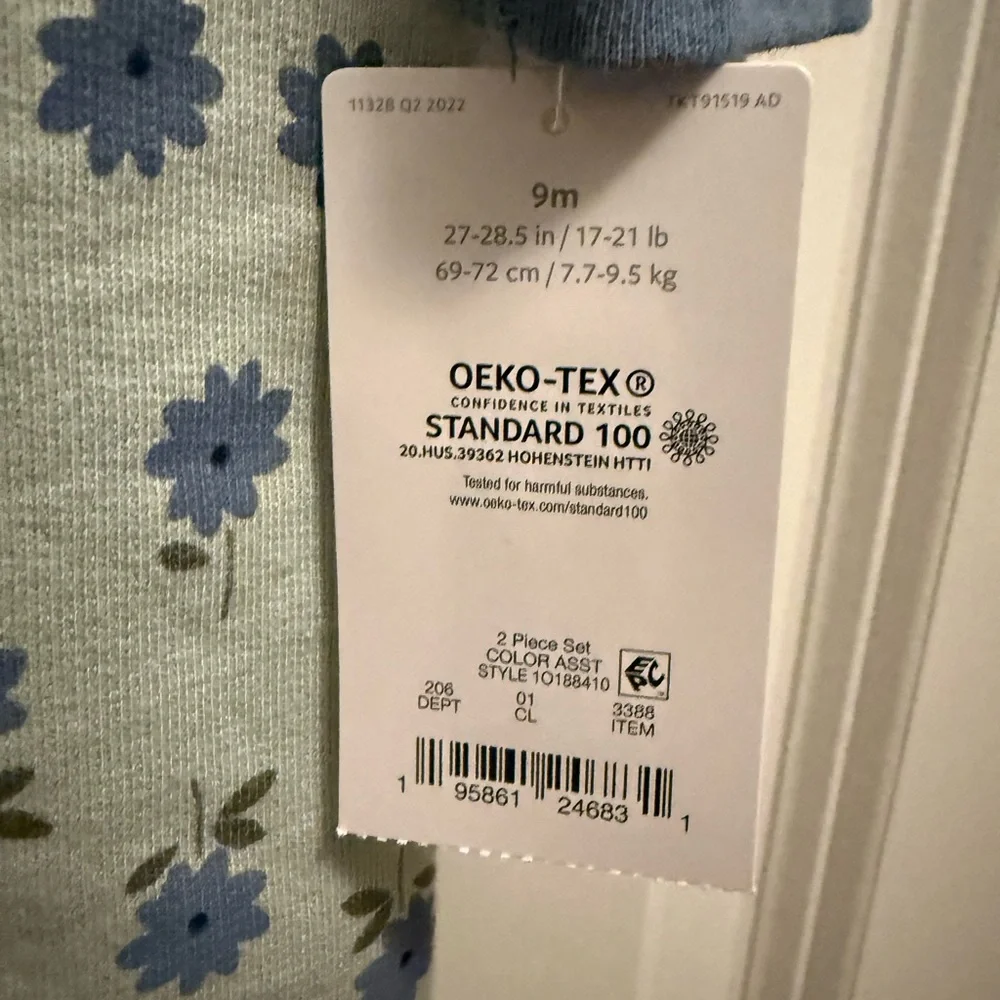 Carter’s Floral Print Overalls with Blue Long Sleeve 9 month NWT